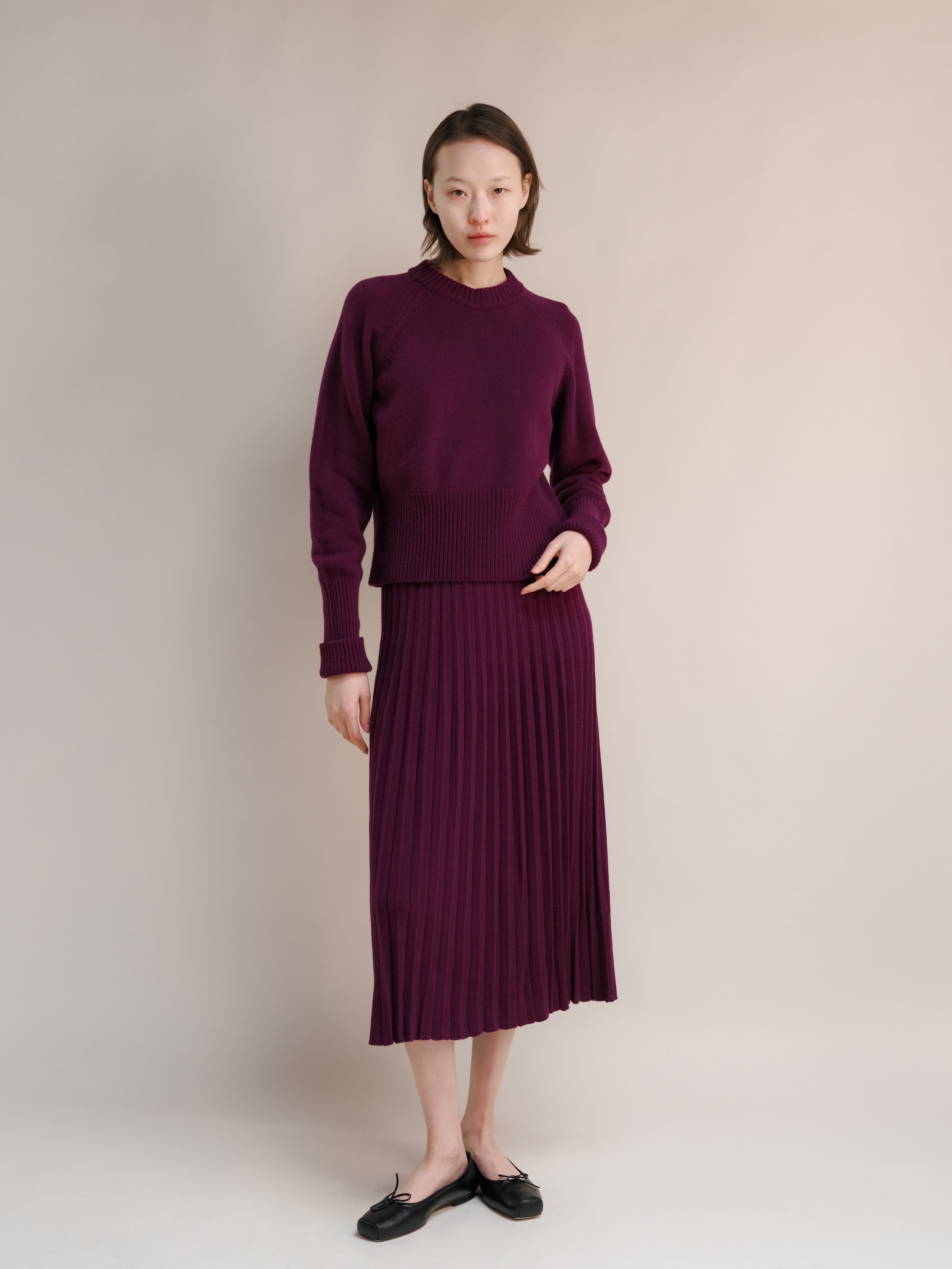 Cashmere-Mix Plissé Knit Skirt