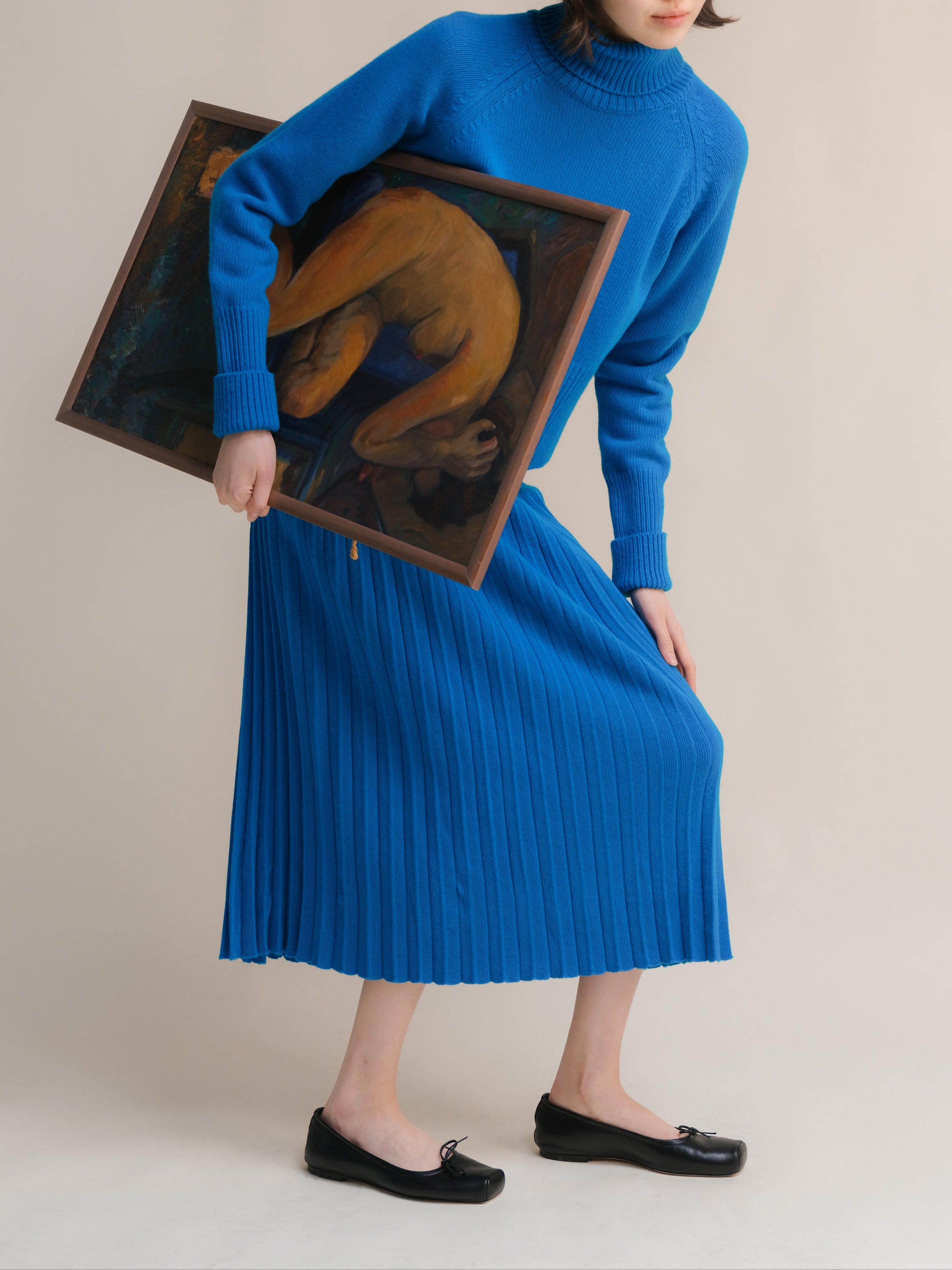 Cashmere-Mix Plissé Knit Skirt