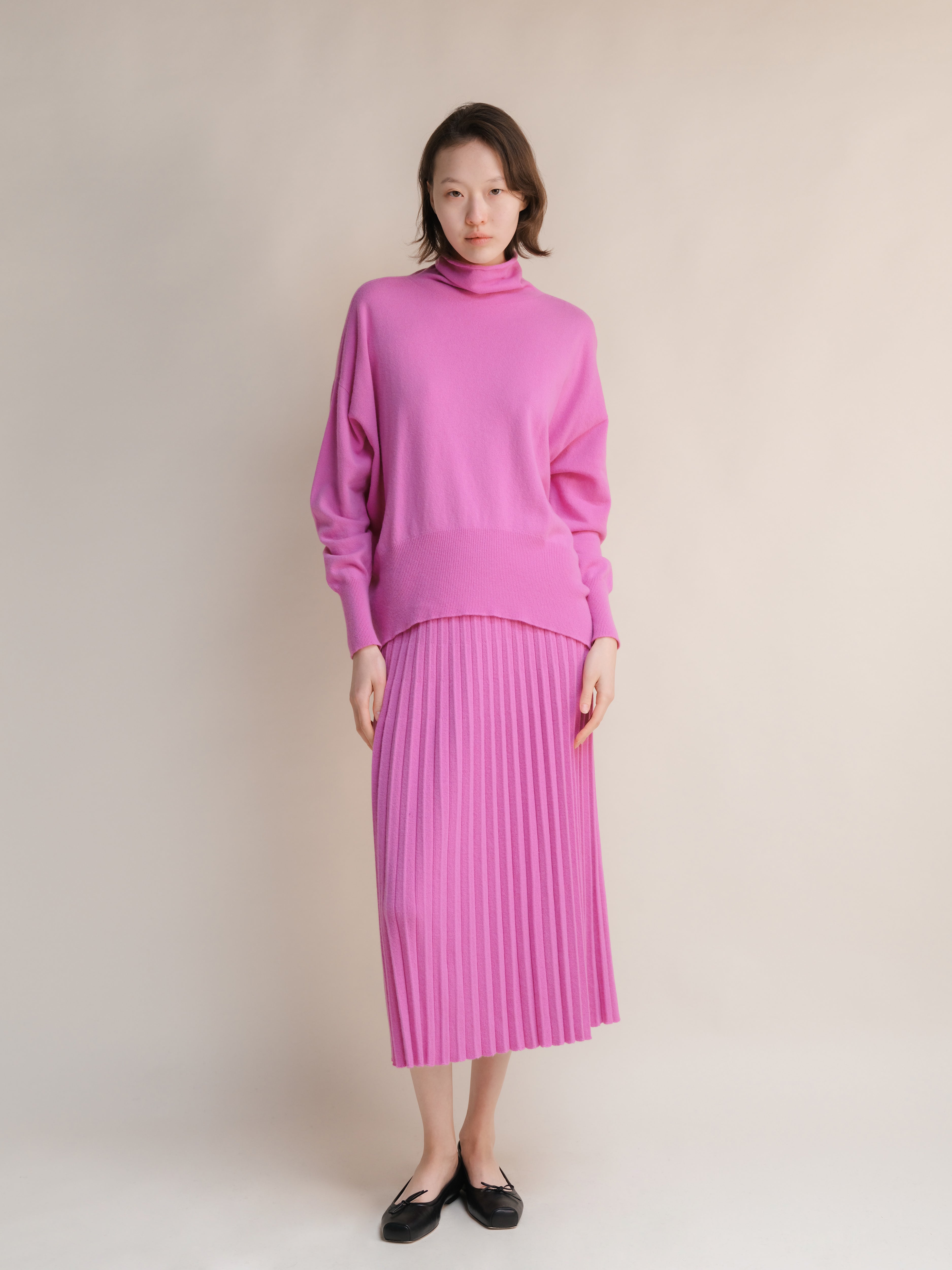 Cashmere-Mix Plissé Knit Skirt