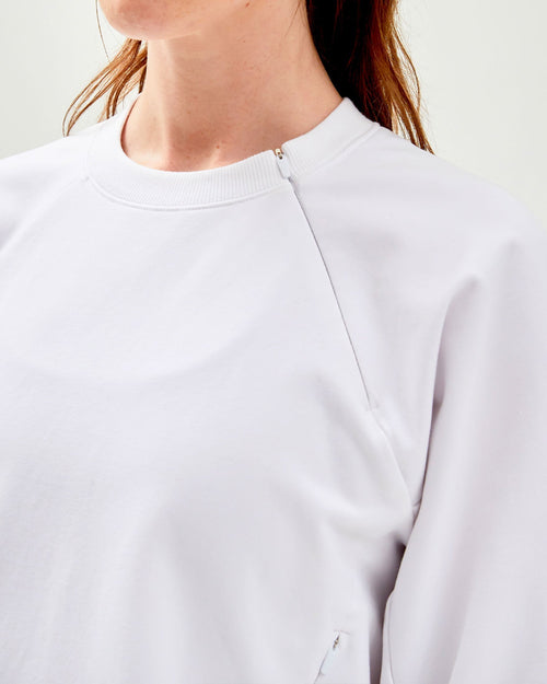 City Zip Crop Crew Sweatshirt — detail view showing zip accent