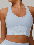 Lace Sheer Mesh Back Yoga Tank-0