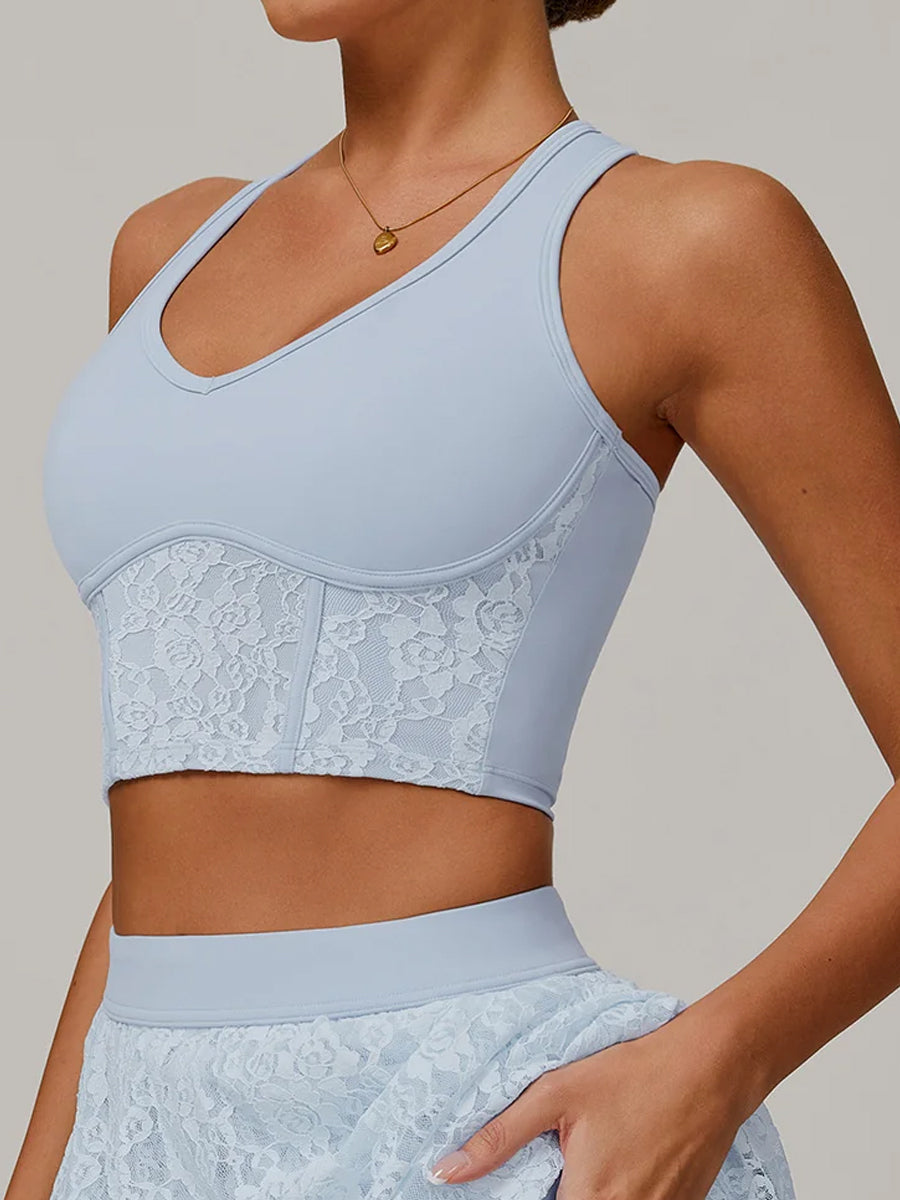 Lace Sheer Mesh Back Yoga Tank-2