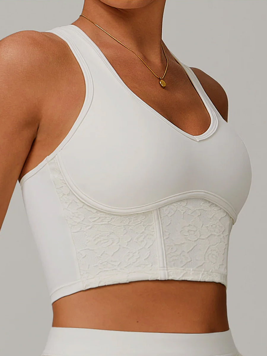 Lace Sheer Mesh Back Yoga Tank-5
