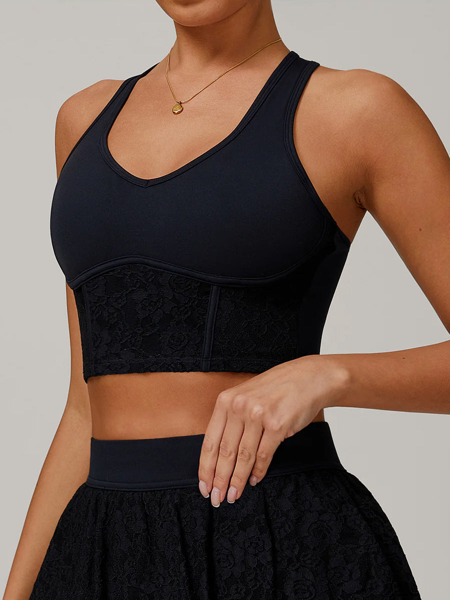 Lace Sheer Mesh Back Yoga Tank-6