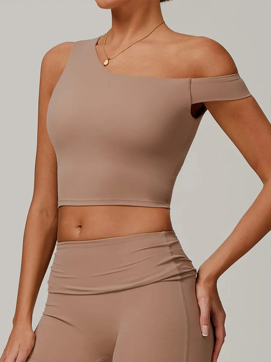 Eco-Recycled Asymmetrical Shoulder Athletic Tank-0