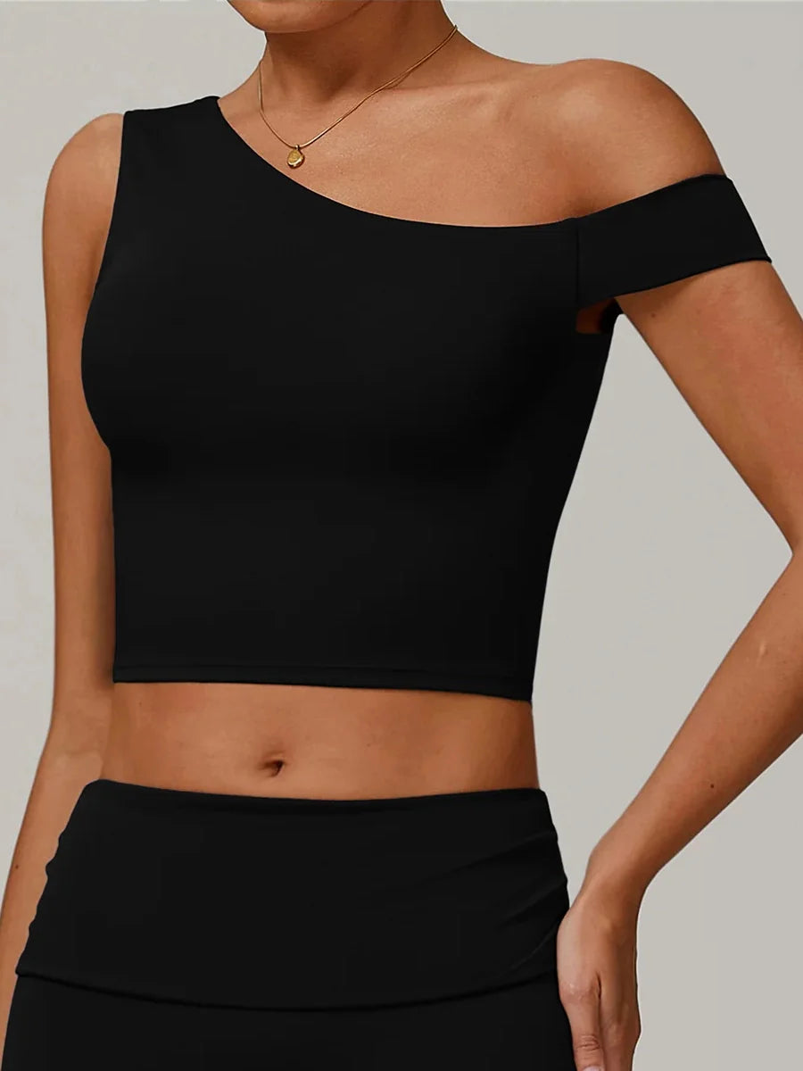 Eco-Recycled Asymmetrical Shoulder Athletic Tank-5