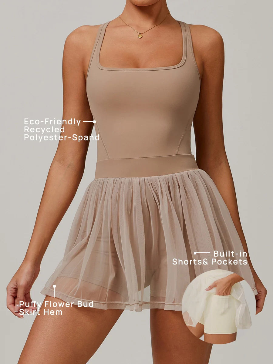 Eco-Recycled Mesh Layered Quick-Dry Tennis Dress-1