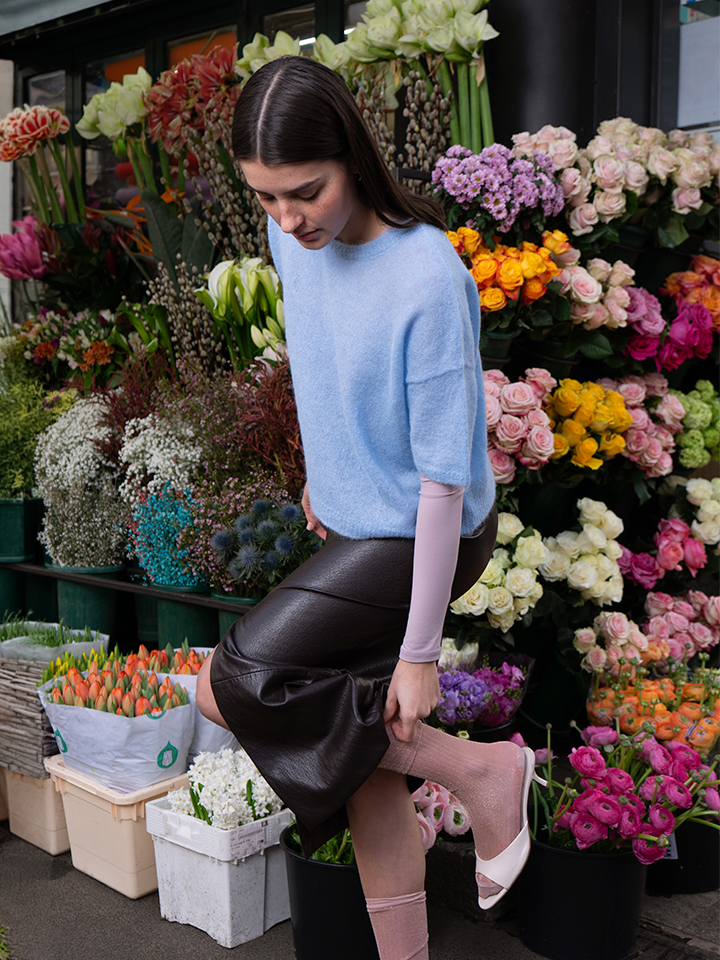Delia Alpaca Short-Sleeve Sweater