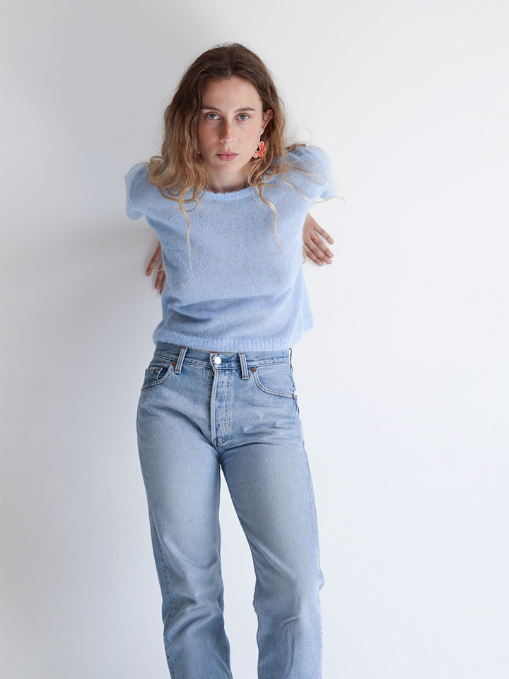 Delia Alpaca Short-Sleeve Sweater