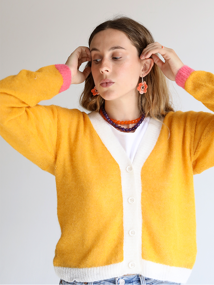 Denise Alpaca Tri-Colour Cardigan