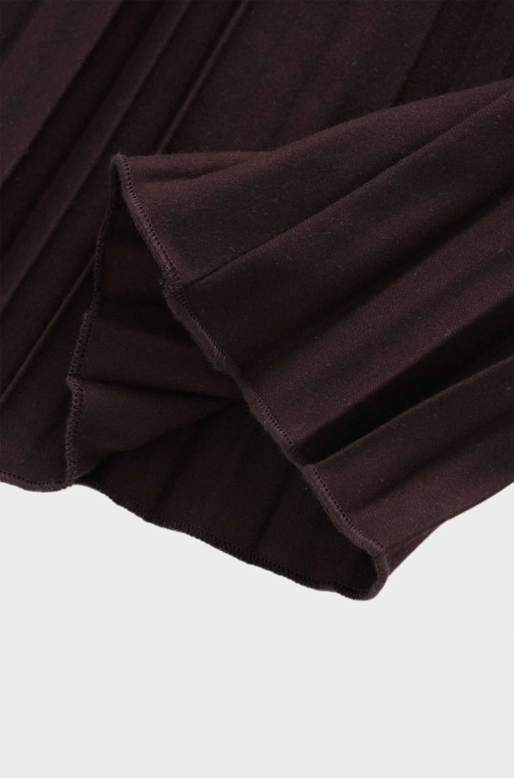 Wool Blend Pleated Skirt-Dark Brown