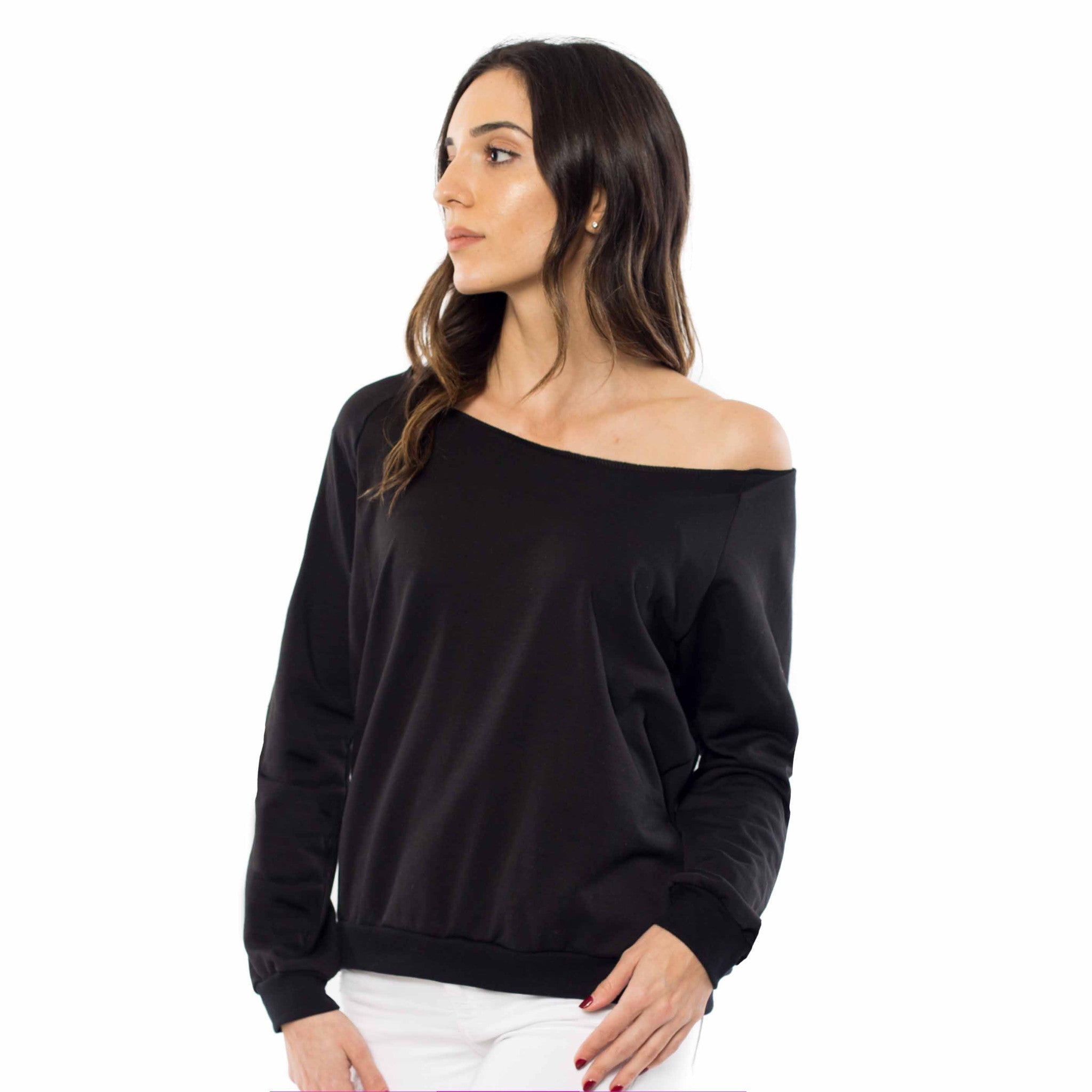 Women's Fleece Off Shoulder Pullover Sweatshirt