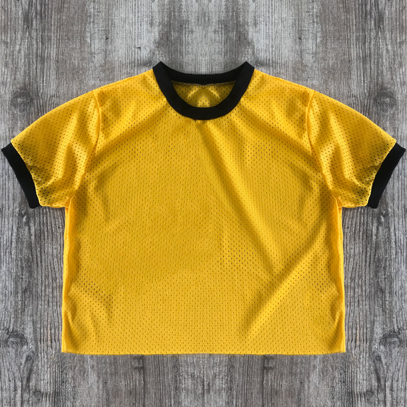 6031 - Women's Cropped Mesh Ringer Tee