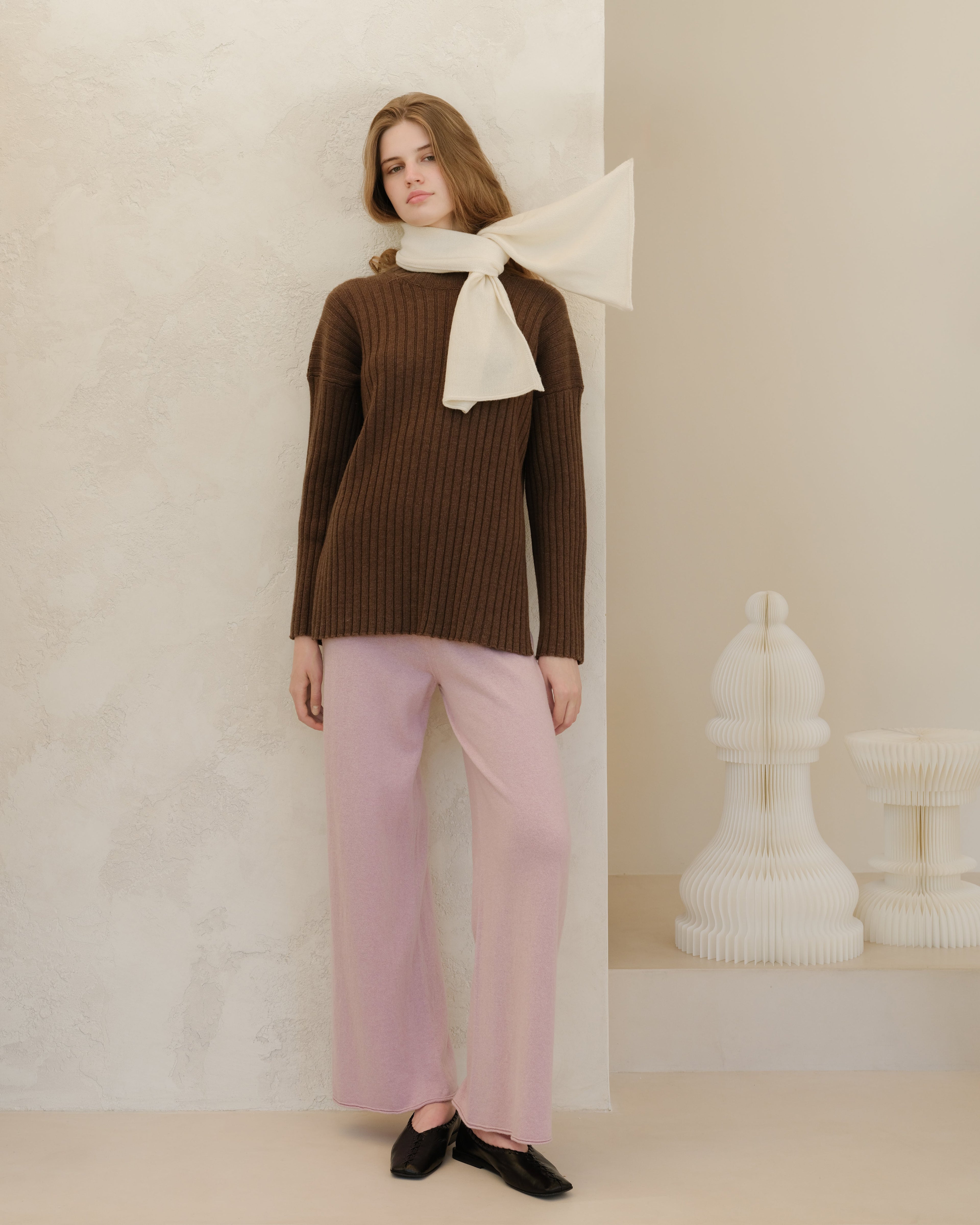 Cashmere Mix Wide Legged Light Pants (3D-Knit)