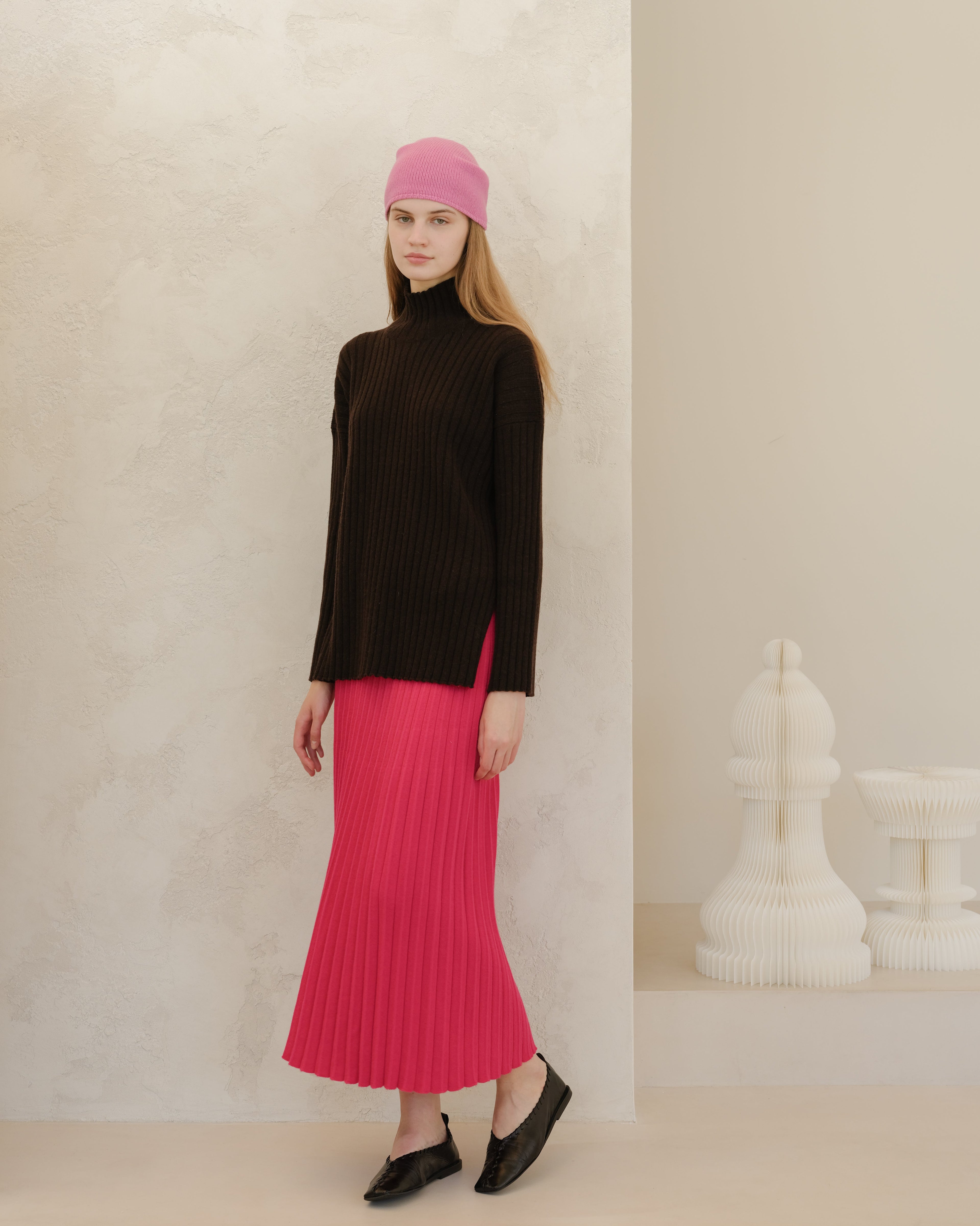 Cashmere Mix Plissè Skirt (3D-Knit)