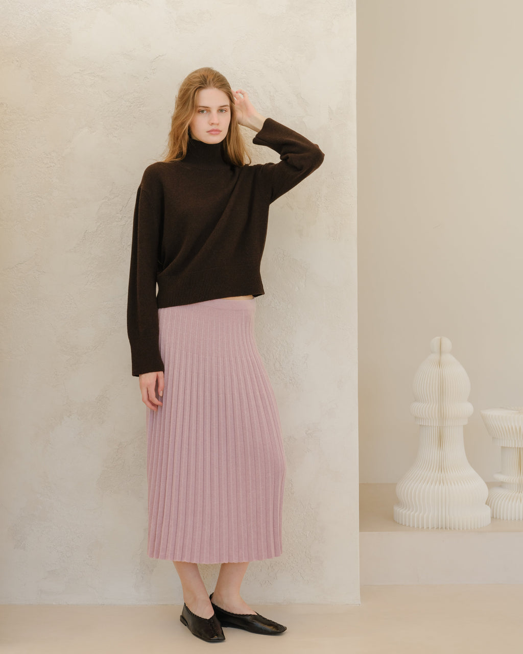 Cashmere Mix Plissè Skirt (3D-Knit)