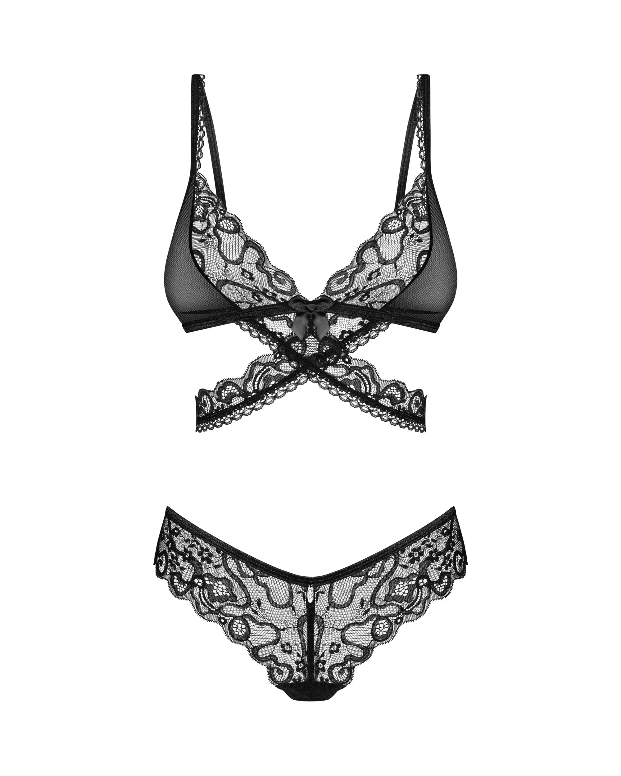 Soft Lace Bra & Sheer Thong Set Obsessive Blomentis