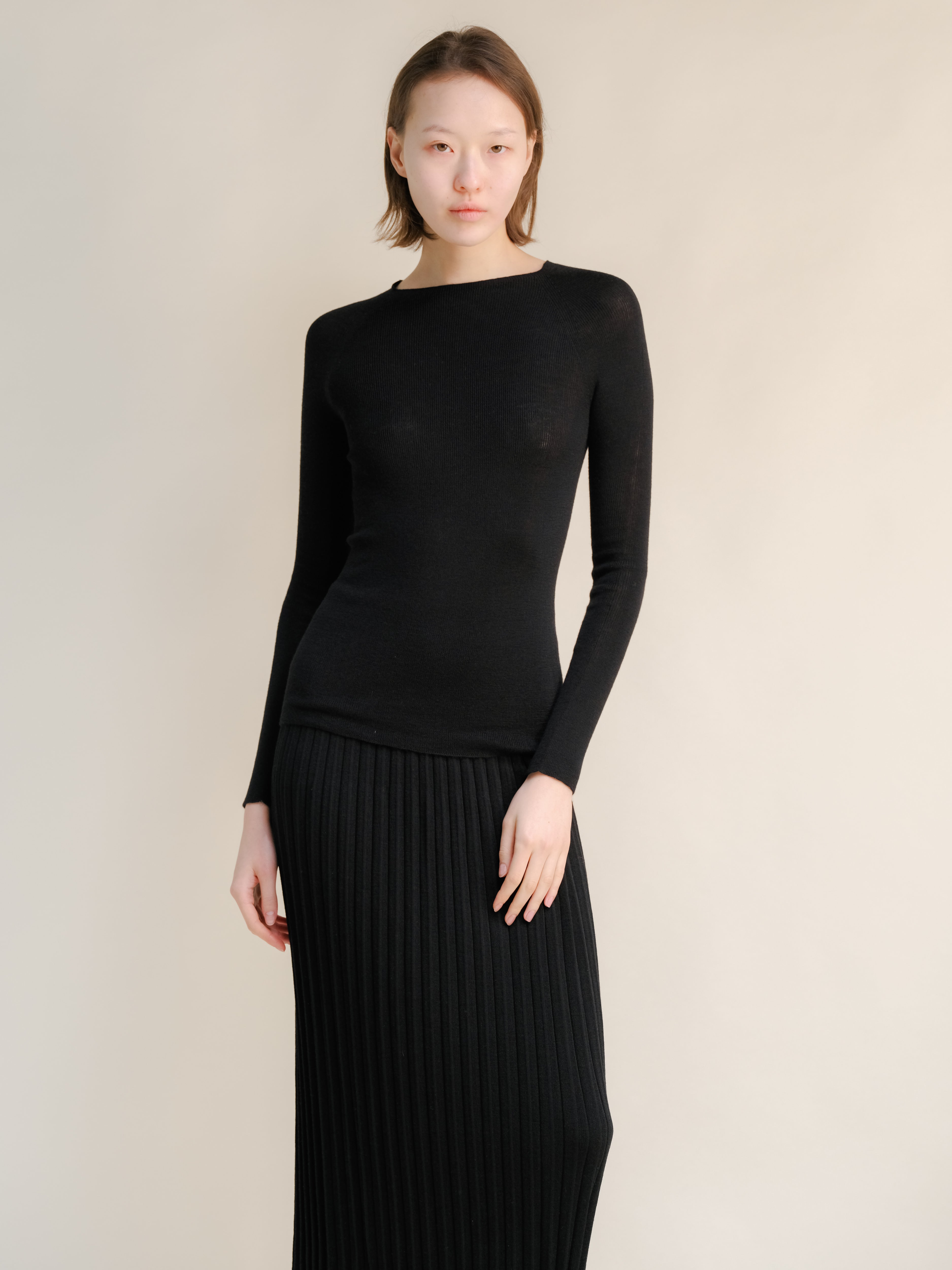 Extra Fine Merino Wool Ribbed 3D-Knit Crewneck Sweater