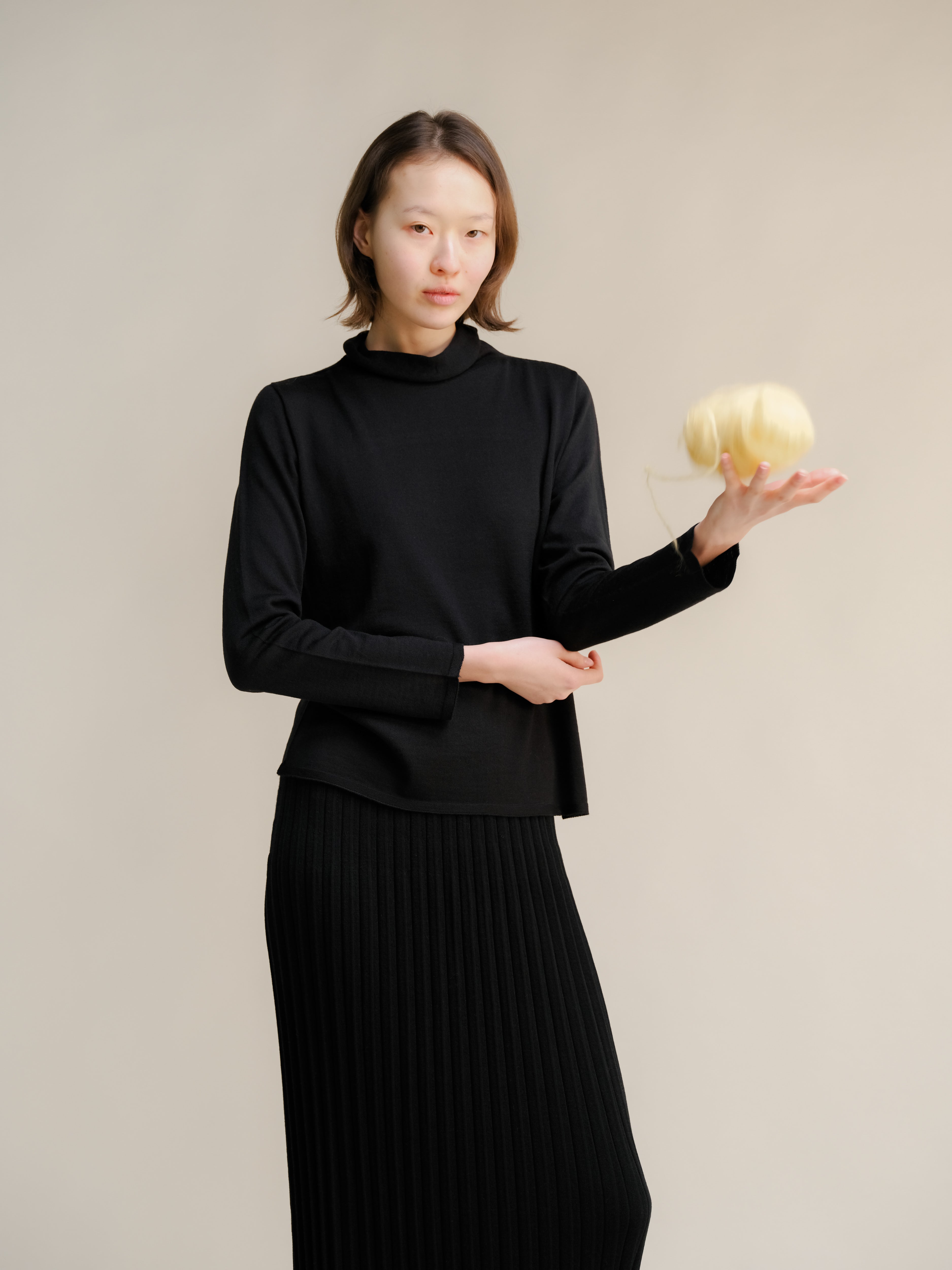 Merino Wool Relaxed Turtleneck Sweater