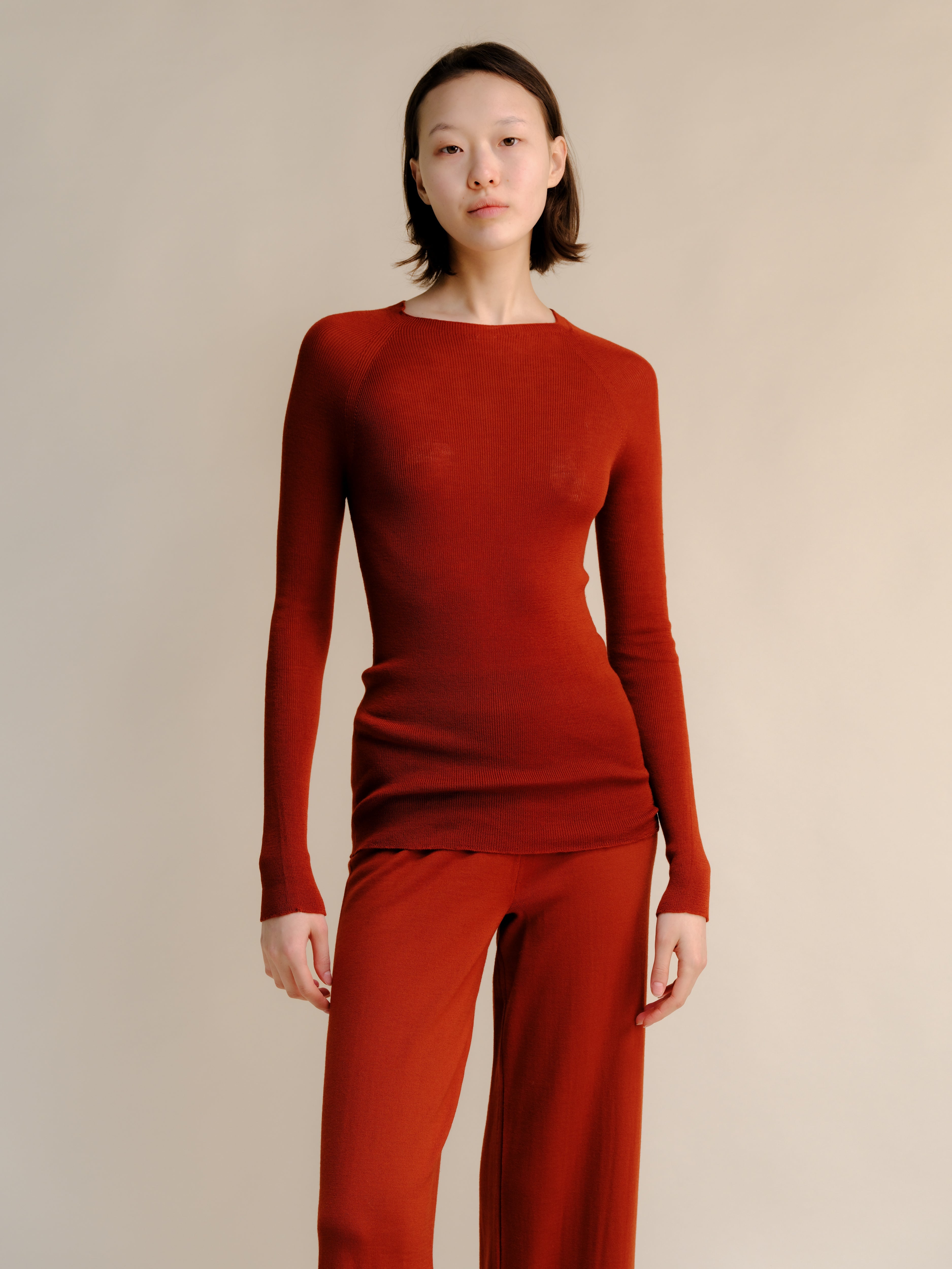 Merino Wool Ribbed Crewneck Sweater