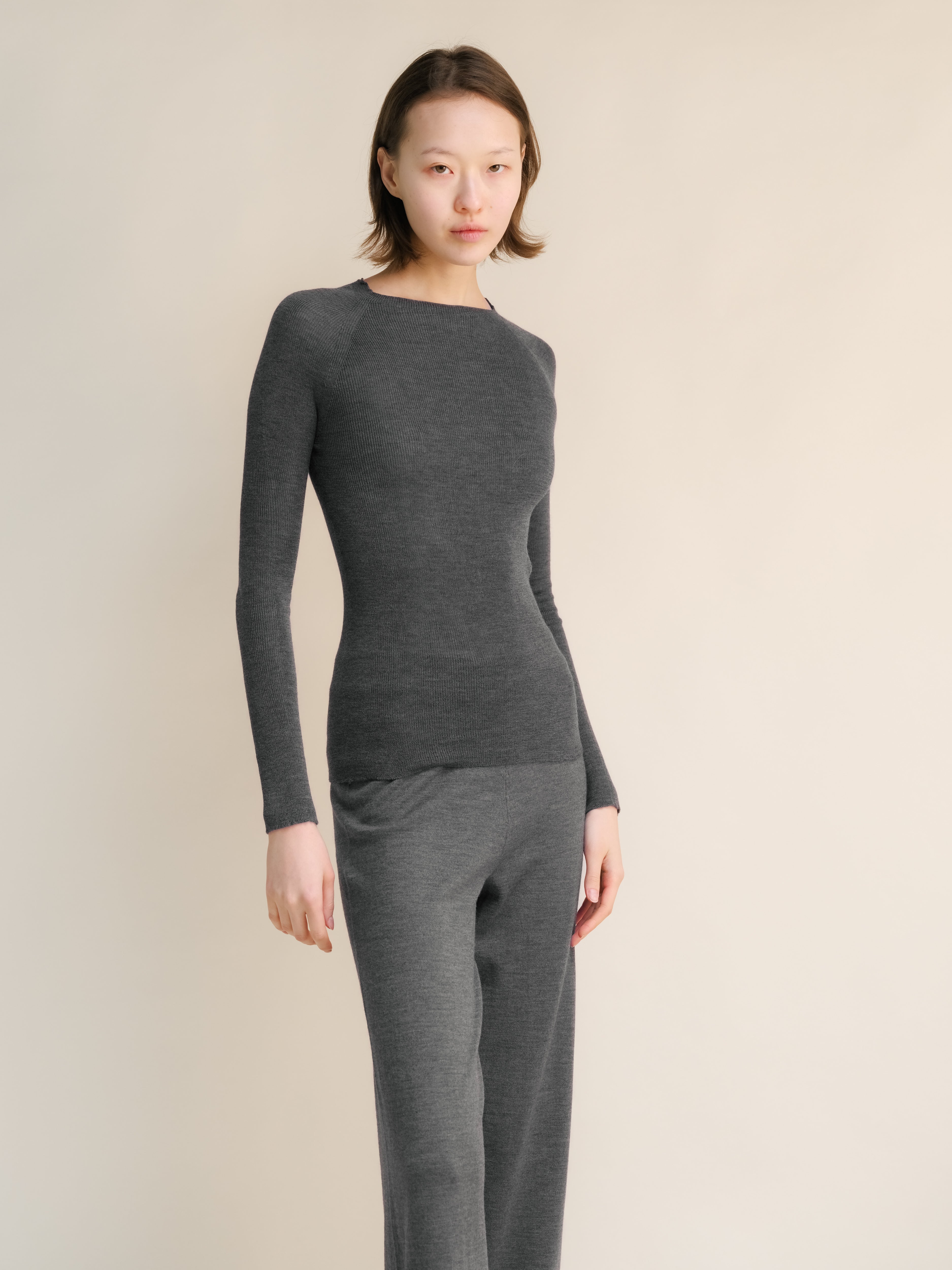 Extra Fine Merino Wool Ribbed 3D-Knit Crewneck Sweater