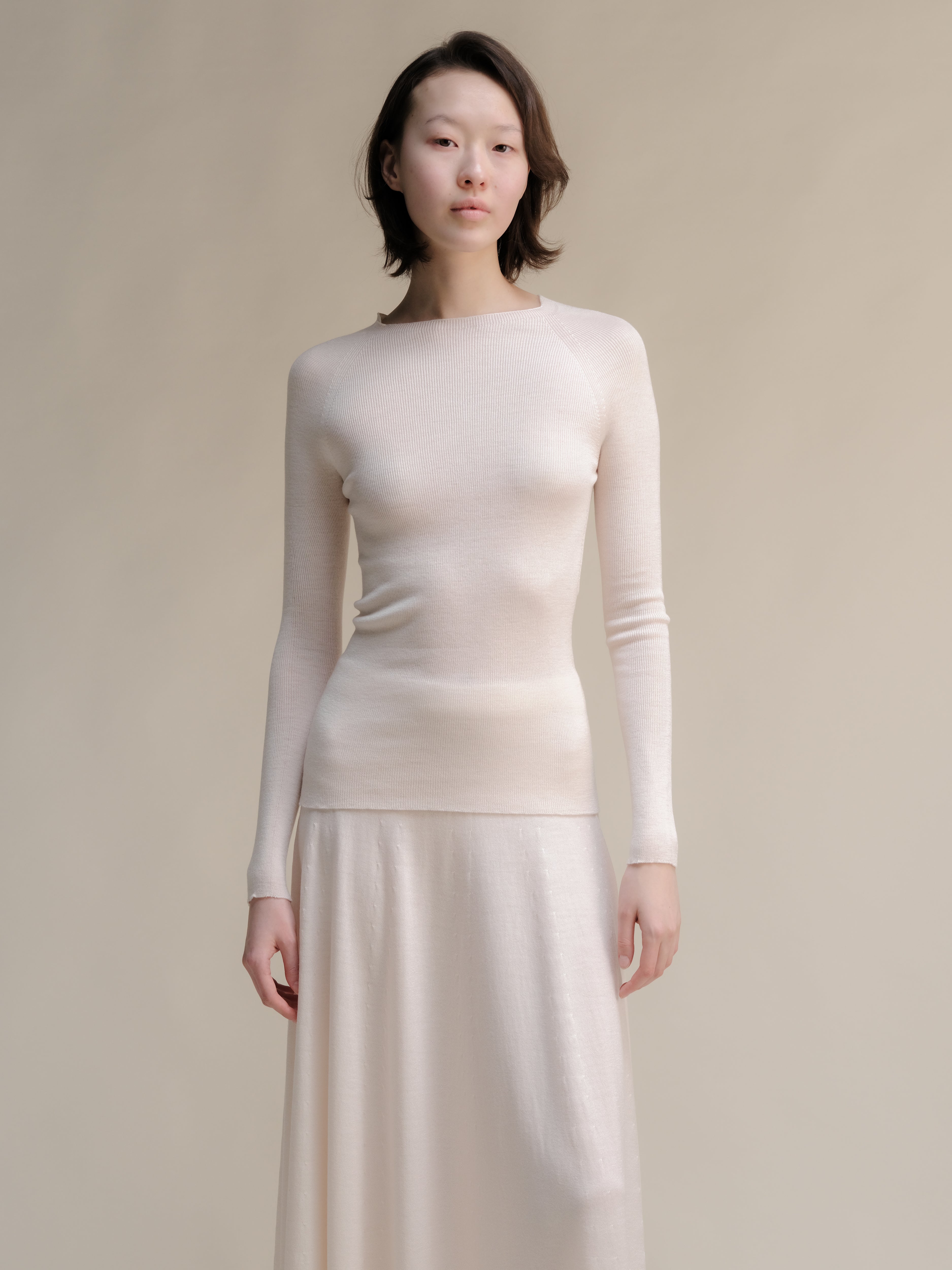 Extra Fine Merino Wool Ribbed 3D-Knit Crewneck Sweater