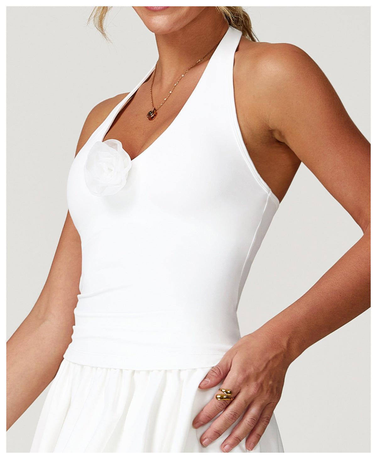 Detachable Rose Halter Top-5