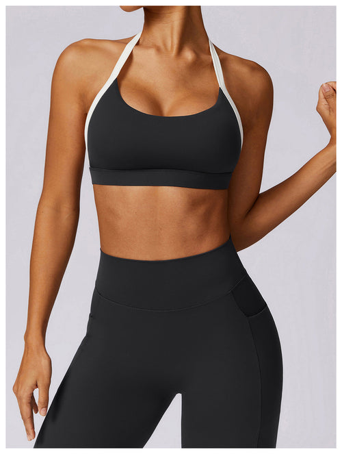Berry Heart-Print Crop Sports Bra — back strap detail