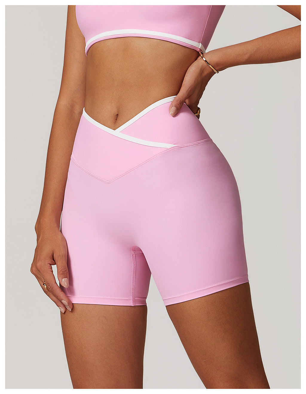 Colorblock Crossback High-Waist Shorts-1