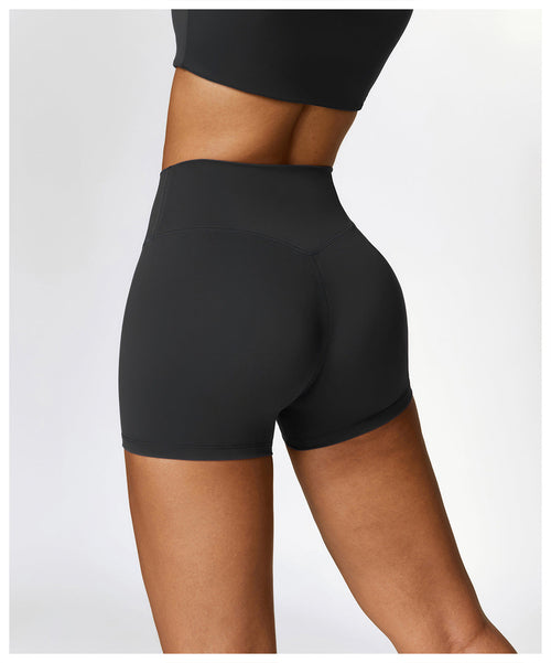 Brushed High-Waist Yoga Shorts — waistband detail close-up