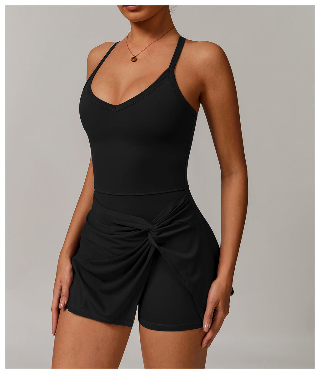 Draped Front Crossback Dress-0