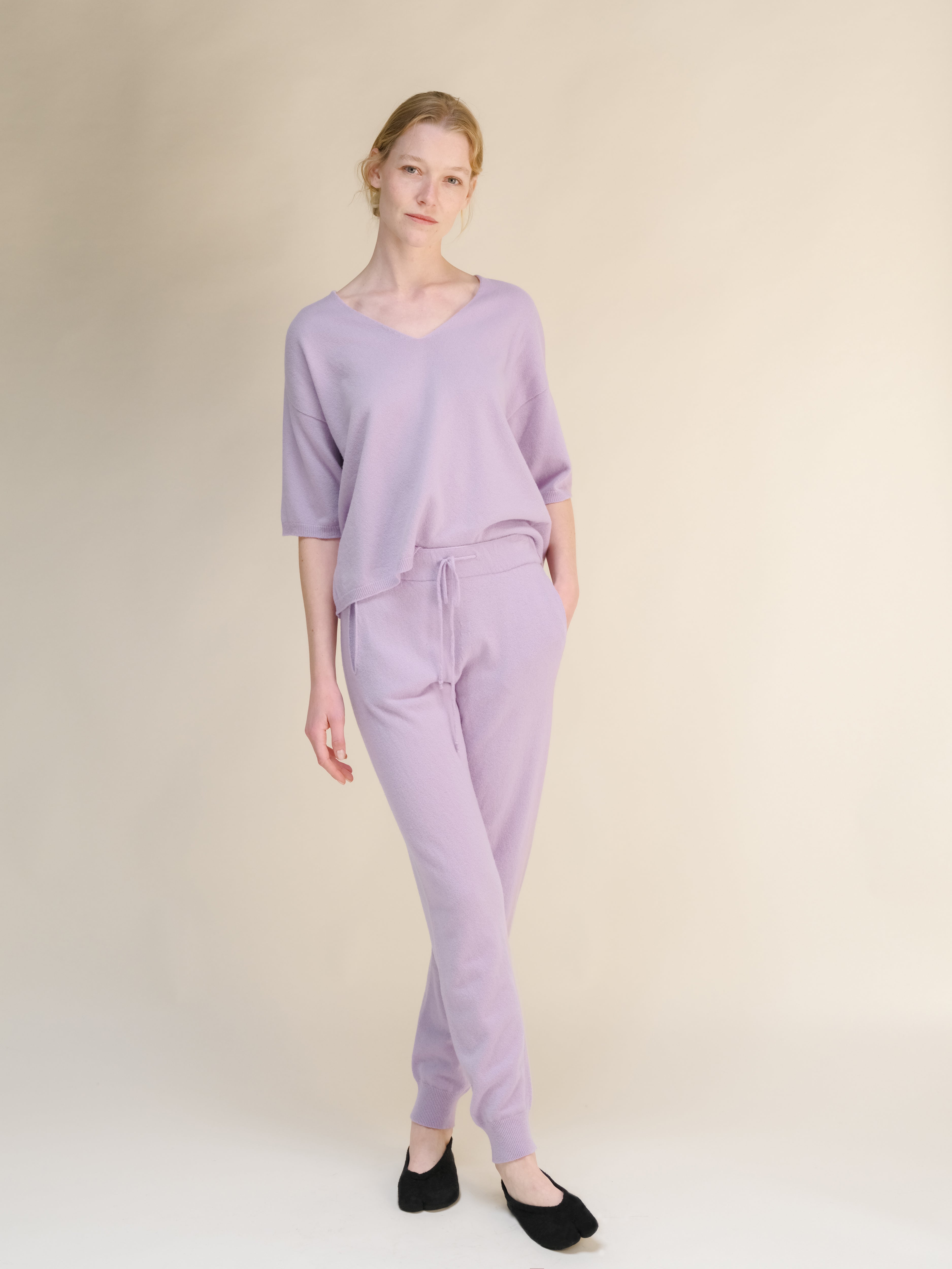 Cashmere Mix V-Neck T-Shirt (3D-Knit)