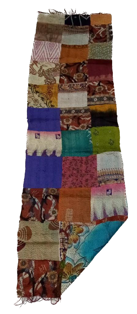 Vintage Silk Saree Kantha Throw