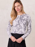 Printed Wave Cardigan-Scattered Vines