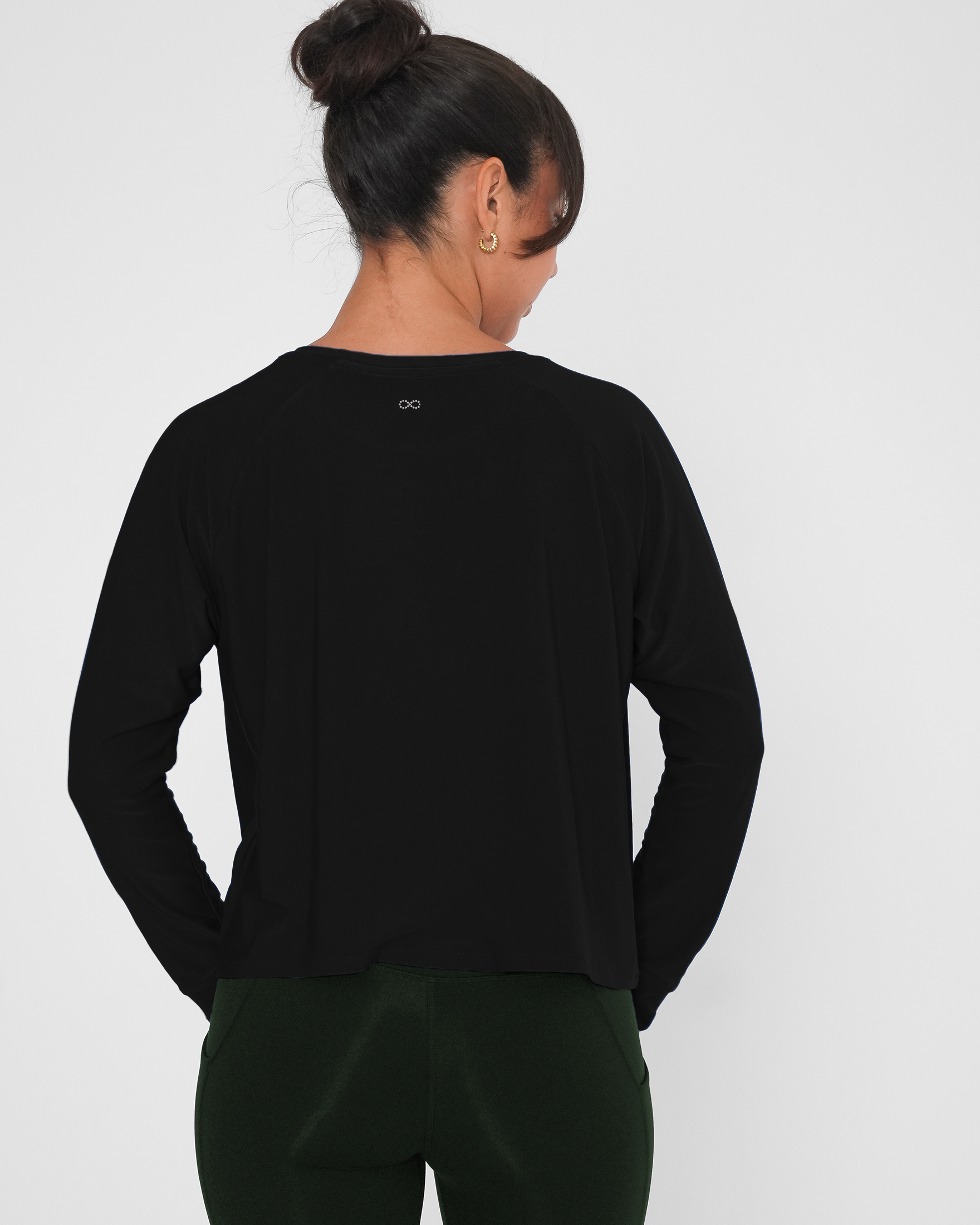 Sera Mid Length Boxy Nylon Long Sleeve Top