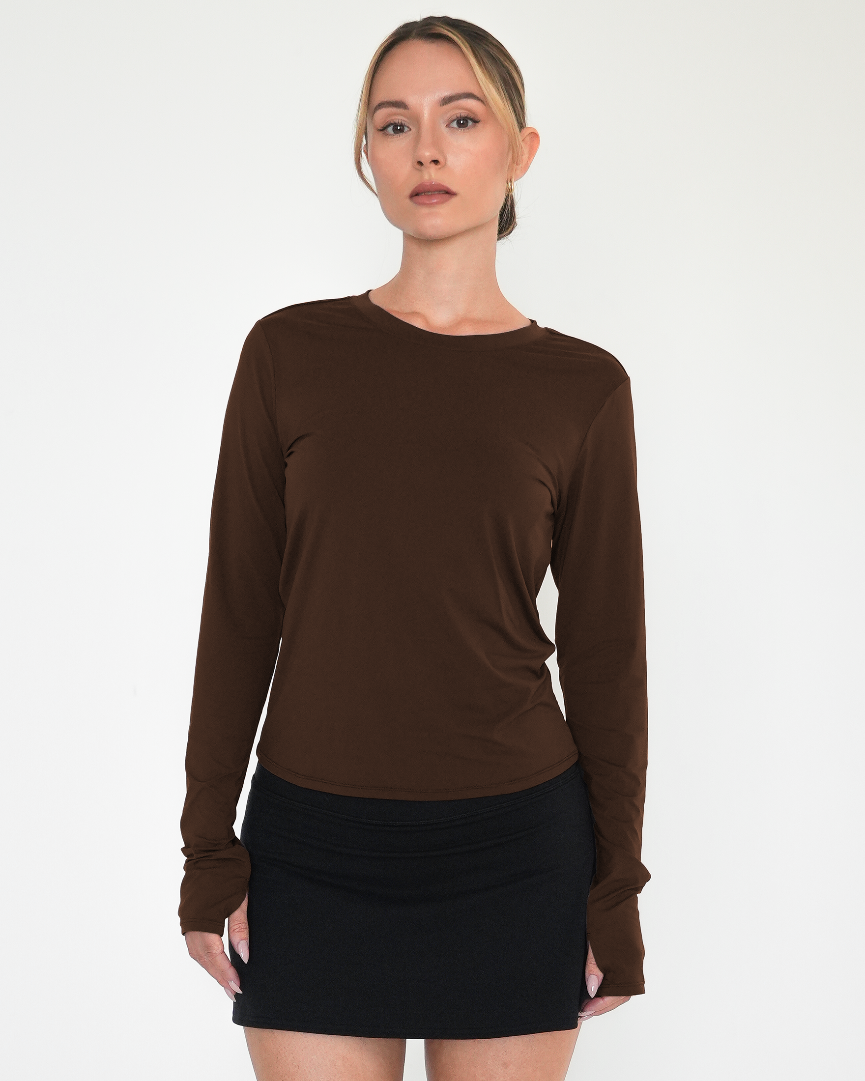 Raya Mid Length Compression Nylon Long Sleeve Top