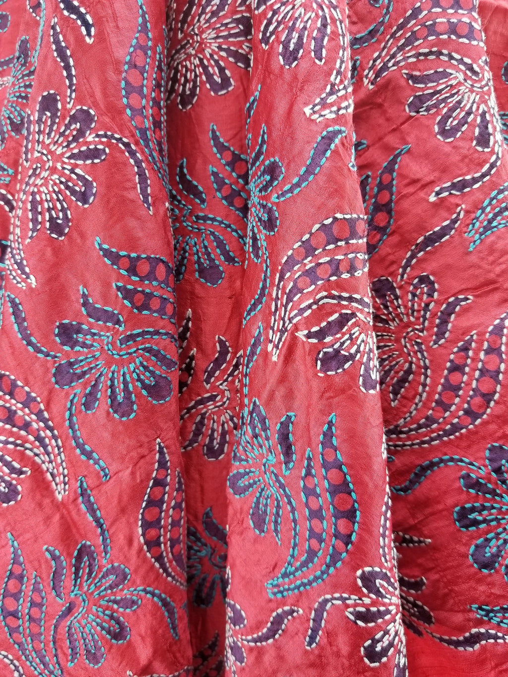 Ethical Luxury Wrap by Women Artisans - Hand-Embroidered Silk Shawl-1