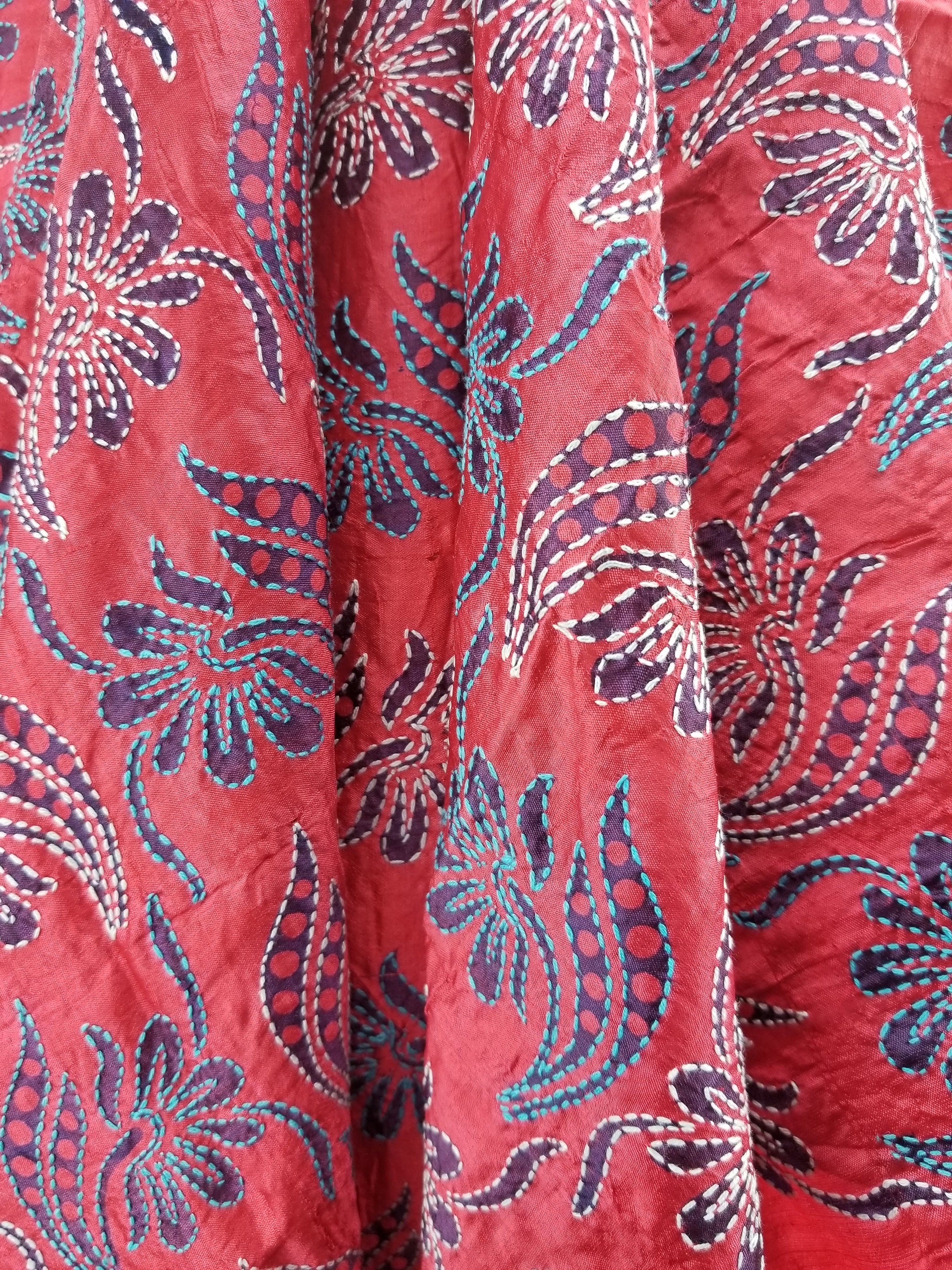 Ethical Luxury Wrap by Women Artisans - Hand-Embroidered Silk Shawl-1