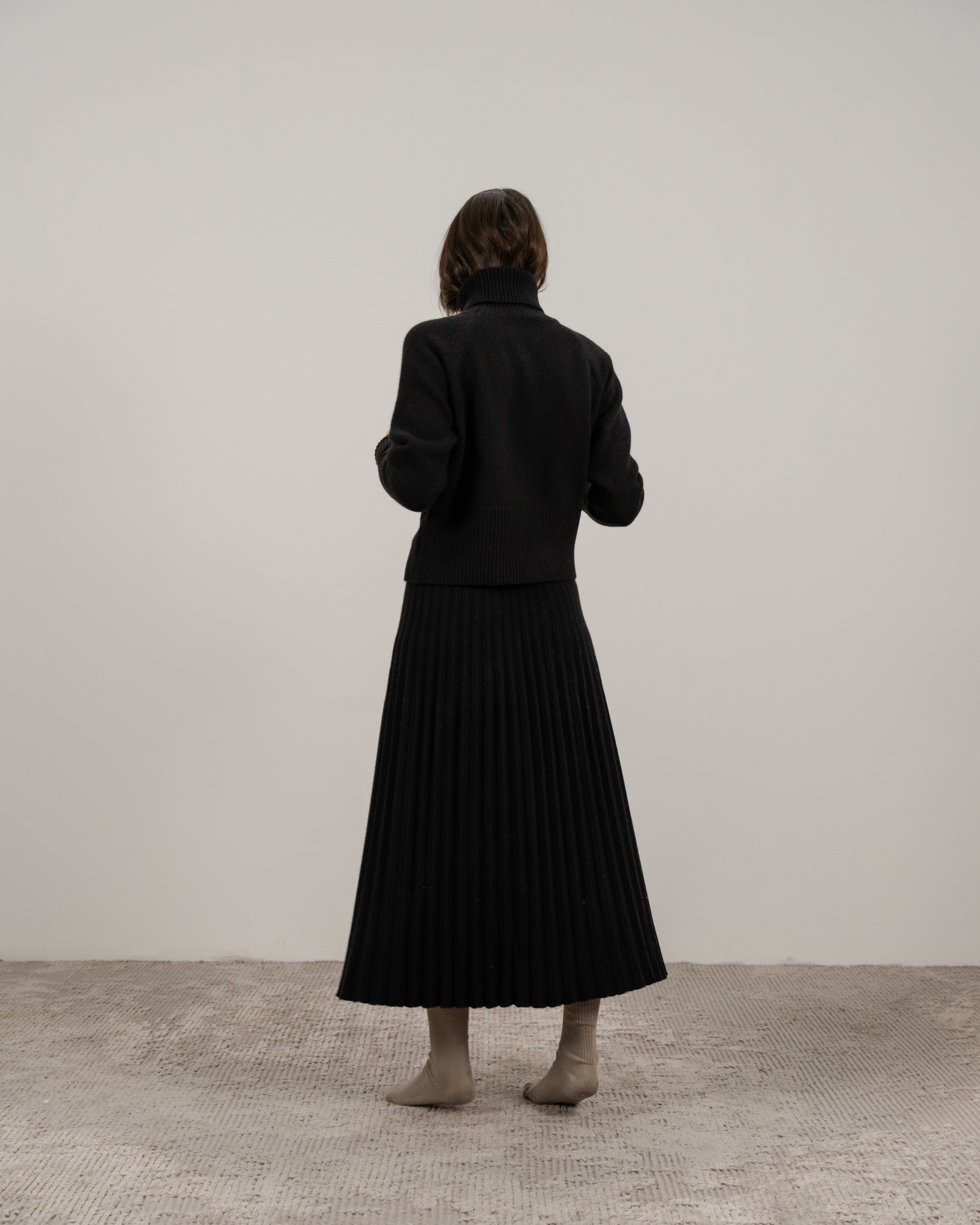 Cashmere-Mix Plissé Knit Skirt