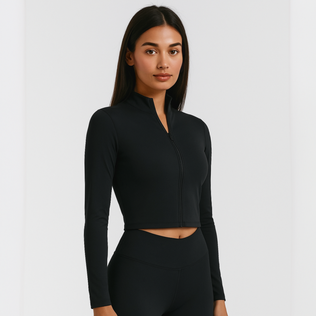 Women's Athletic Cropped Zipper Jacket