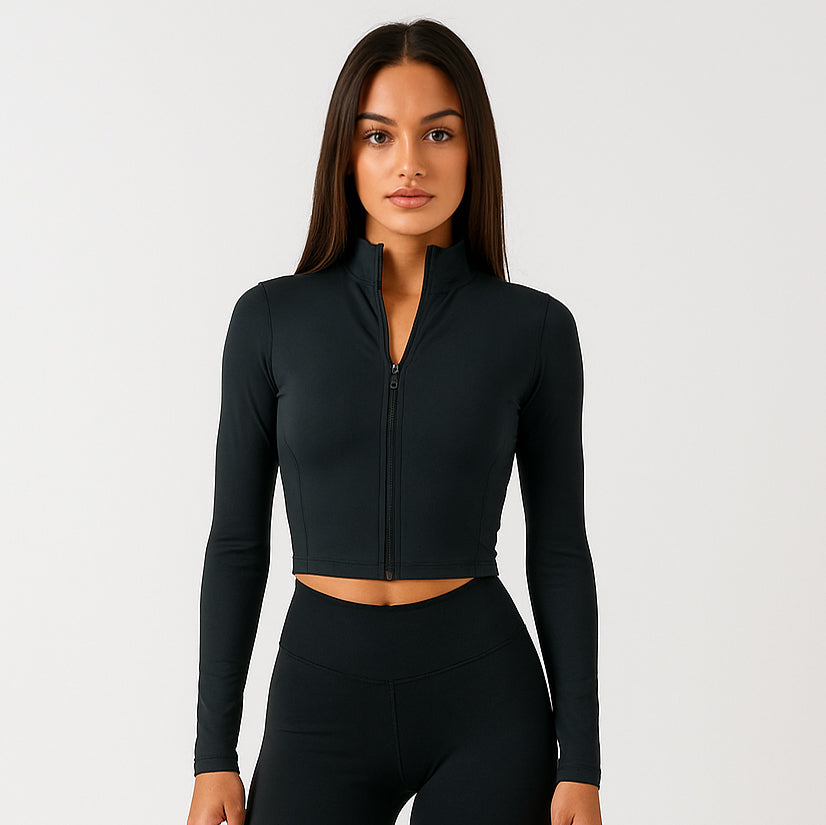 Women's Athletic Cropped Zipper Jacket