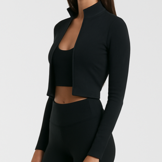 Women's Athletic Cropped Zipper Jacket