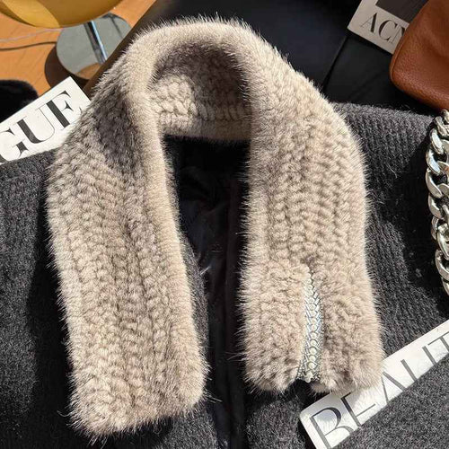 Autumn and Winter Warm Double-sided Woven Rhinestone Mink Fur Versatile Temperament Scarf