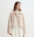 Pink Lapel Tuscan Straight Fur Sheepskin Short Jacket