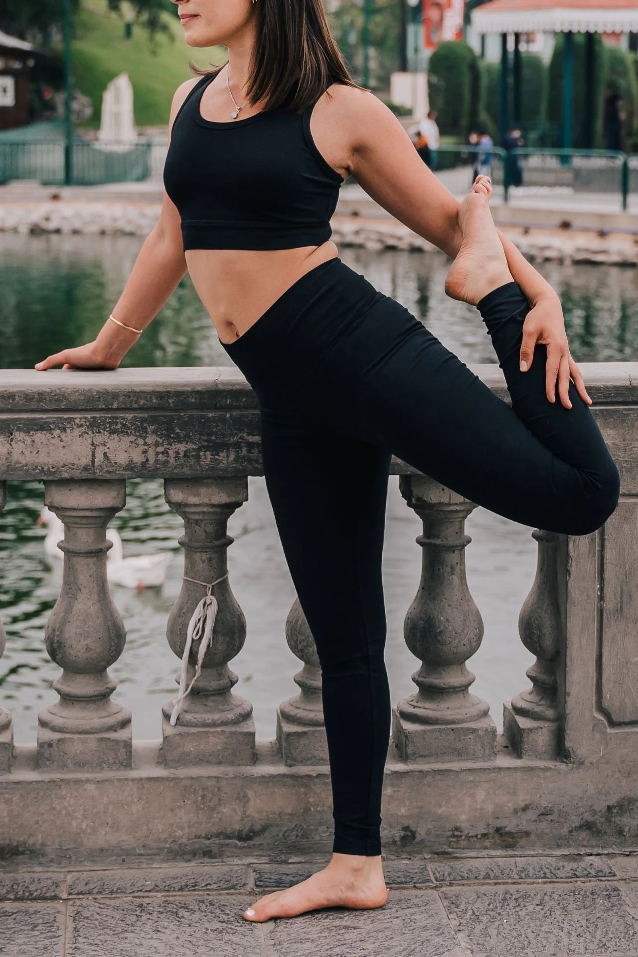 Organic Cotton Leggings 26" Black with Band