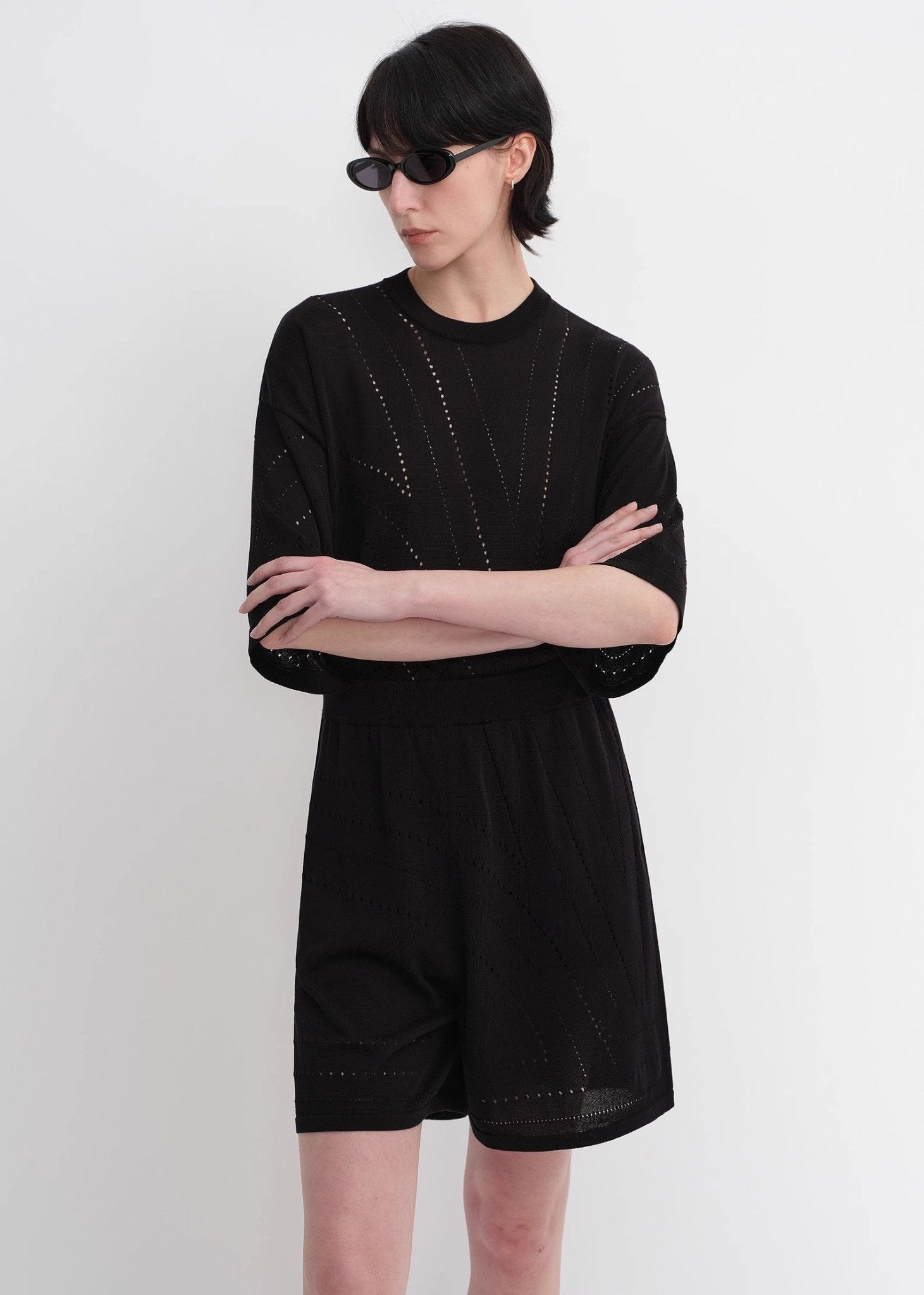 Customized Acetate Cotton Geometric Lines Knitted Suit