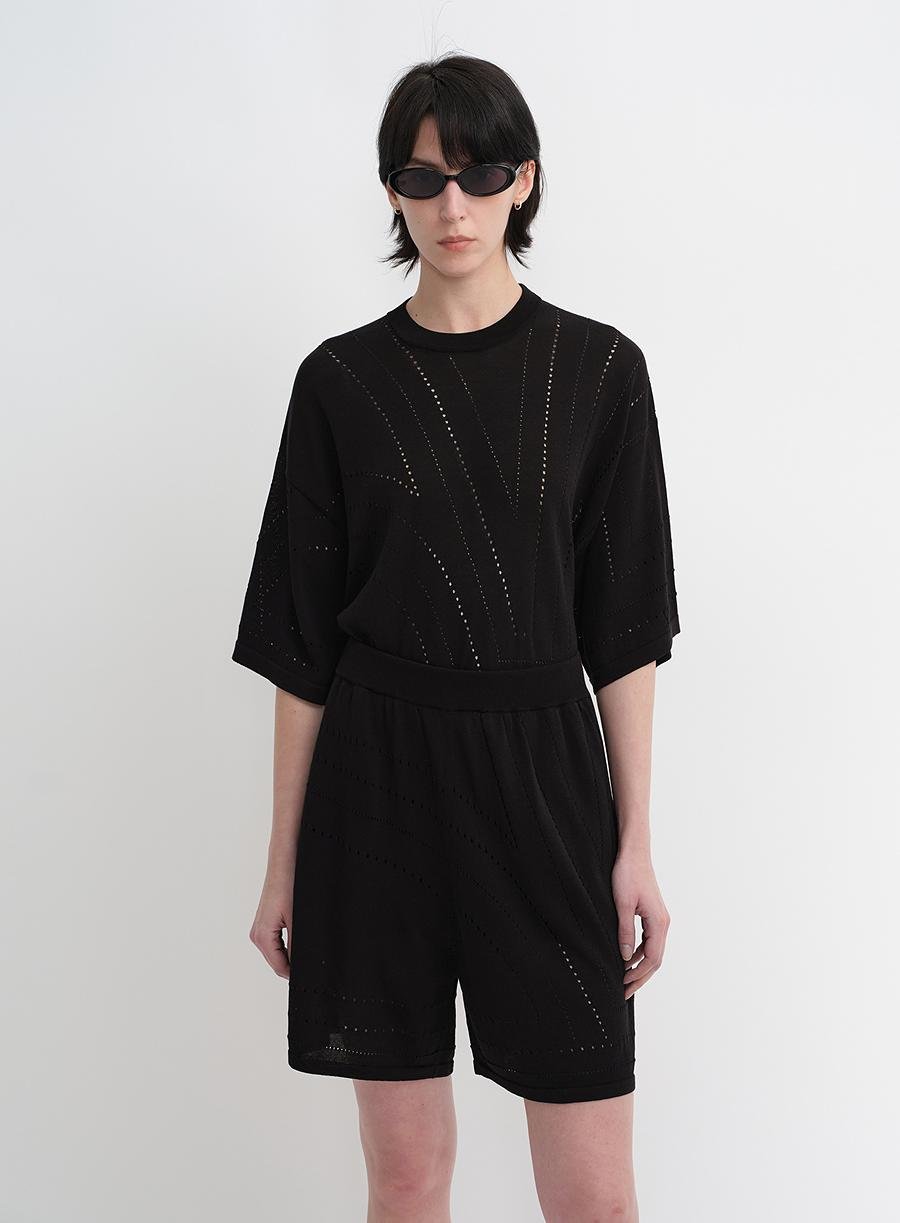 Customized Acetate Cotton Geometric Lines Knitted Suit