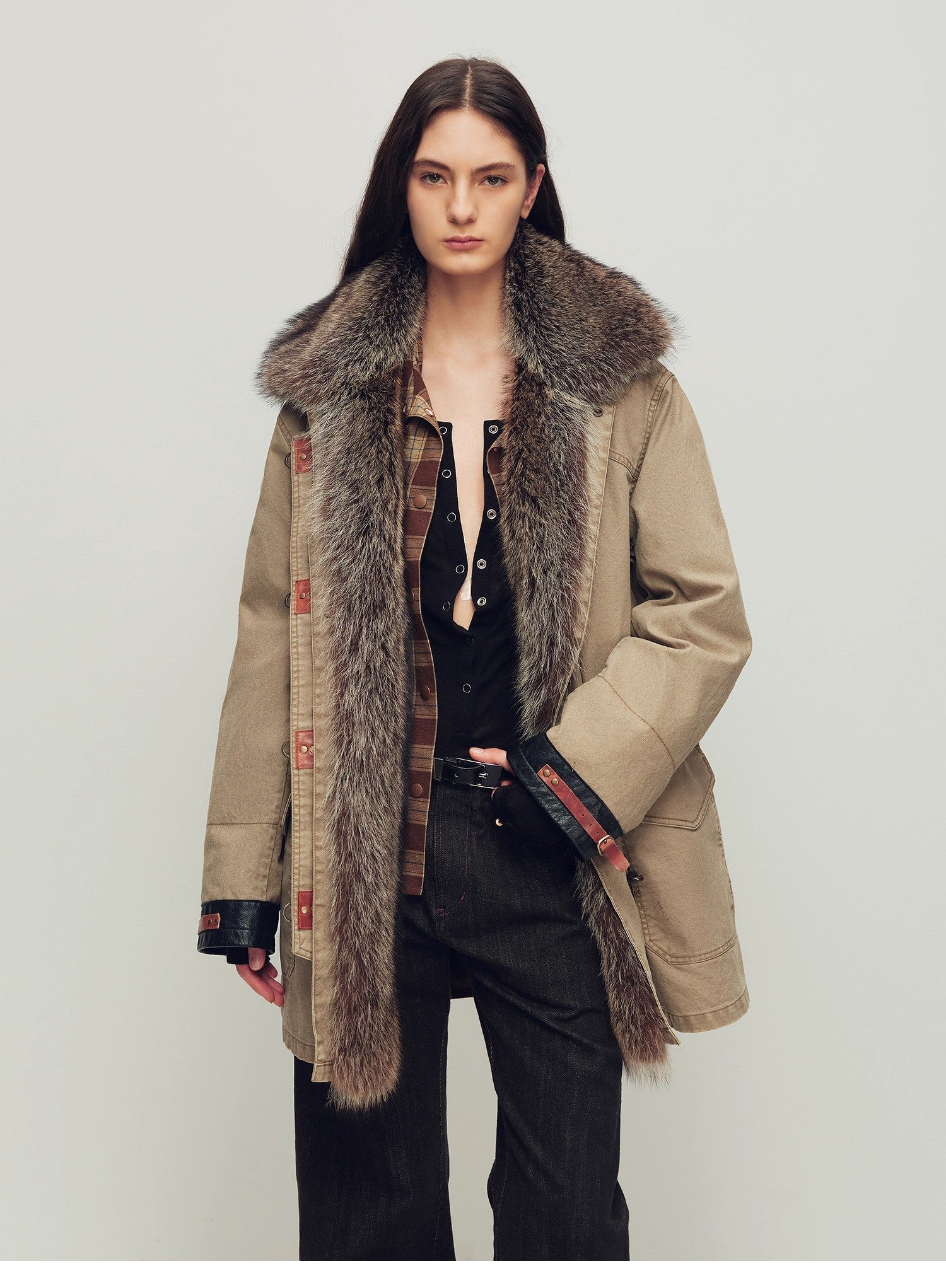 Firelady Women's Parka with Real American Raccoon Fur Collar – Premium 90% White Goose Down Coat