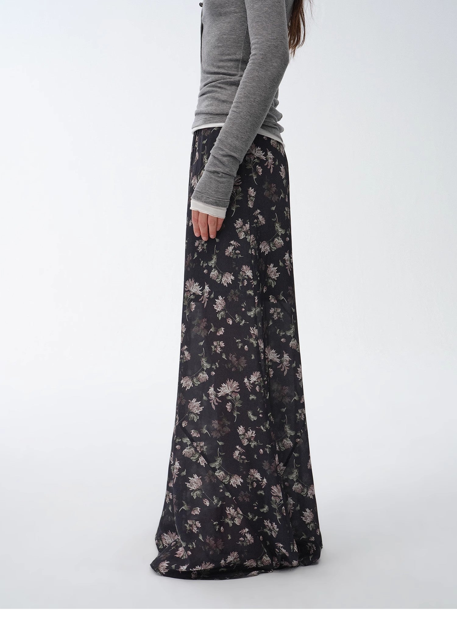 Gallery Dusse Vintage Print Straight Draped Skirt