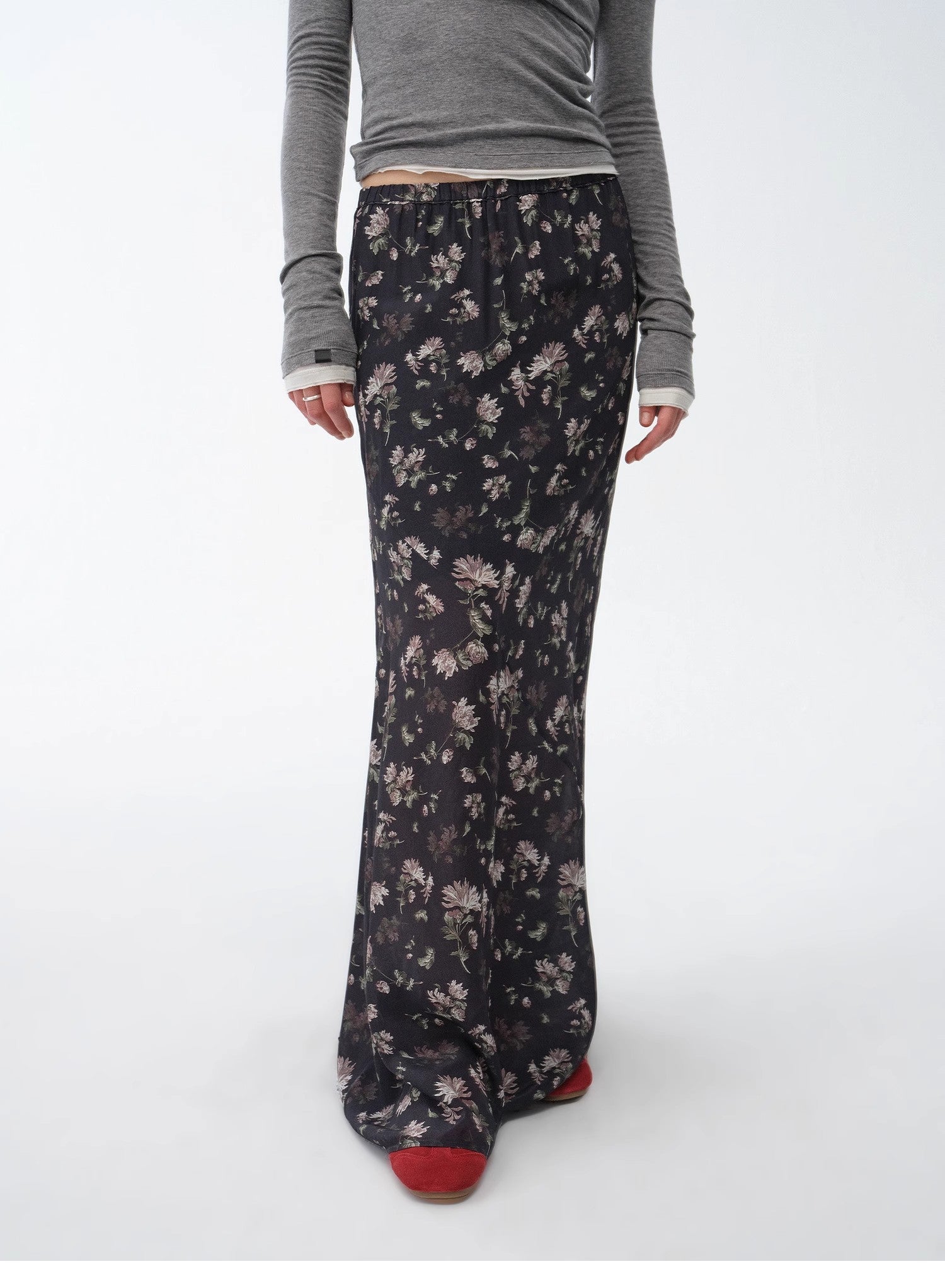 Gallery Dusse Vintage Print Straight Draped Skirt